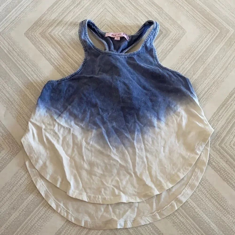 Play Six Girls Blue & White Braided Tie Tank Top